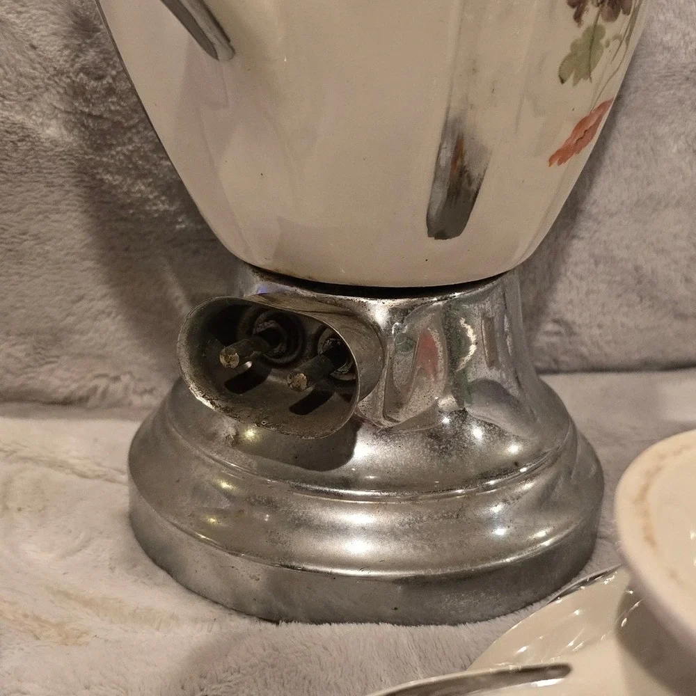 Vintage Anchor-Ware Floral Poppy Ceramic Coffee Percolator Sugar Creamer Set
